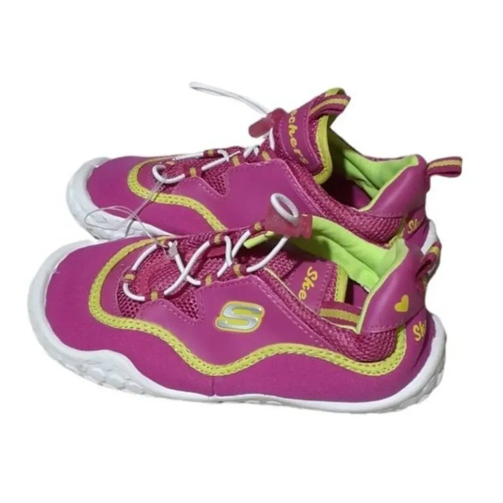 NWOT Skechers Youth Girl's Summer Water Beach Shoes  Pink Lime Green Sz 2